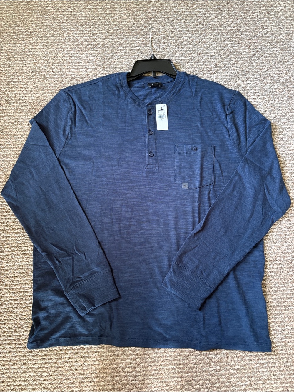 NWT Express Men's Long Sleeve Henley Shirt Blue XL